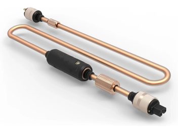 Síťový napájecí kabel SupaQuasar 1,8 m, perspektivní pohled, pozlacené kovové vodiče, texturované válcové konektory