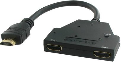 HDMI-splitterkabel Connect Research CBHY1002, sort kabinet med 2 udgange, hovedkabel 25-30 cm