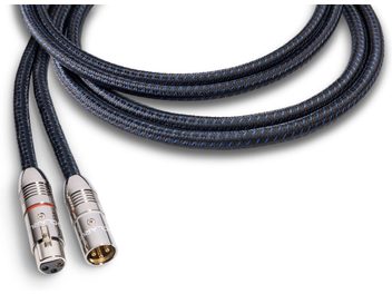 Câble audio analogique XLR Clarus Aqua XLR 0,5m avec gaine tressée noire et bleue, connecteurs métalliques argentés