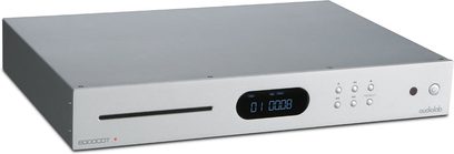Lecteur CD haute-fidélité Audiolab 6000CDT argent avec façade rectangulaire, écran numérique central et 6 boutons circulaires