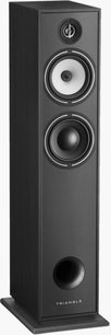 Enceinte colonne Triangle Borea BR07 noir, vue de face, avec 2 haut-parleurs ronds et 1 tweeter, façade noire mate