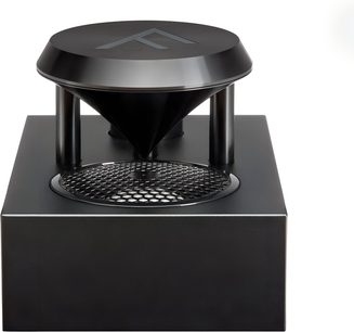 Fyne Audio S-Trax super-diskant i sort metal, set forfra, sokkel med rund gitter, omvendt kegle på tre søjler