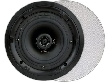 Ηχείο οροφής εντοιχιζόμενο ArtSound FL620 με μαύρο στρογγυλό μεγάφωνο και διάτρητη λευκή γρίλια