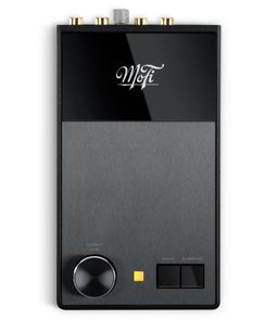 Préampli phono Mofi UltraPhono noir, façade noire brillante et brossée avec gros bouton et deux commutateurs