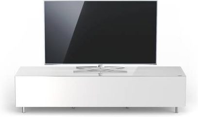 Spectral Just By TV-møbel i hvid med lakeret front, fladskærm, set forfra og let fra siden
