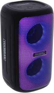 Altavoz bluetooth Yourban Getone 35 negro, vista de tres cuartos, rejilla frontal iluminada, 2 altavoces visibles, botones en la parte superior