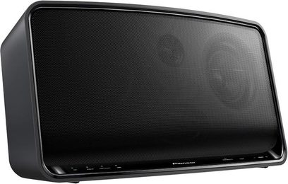 Pioneer XW-SMA3 netværksaudioafspiller, sort, frontvisning, sort honningkamgitter, LED-skærm nederst til højre