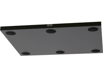 Zwarte Solidbase SSC trillingdemper, onderzijde, 6 zwarte ronde voetjes op zwarte rechthoekige plaat