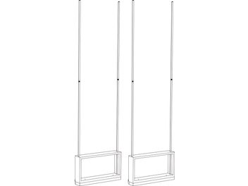 Disegno tecnico di due pannelli acustici mobili Artnovion Kit Mobile Wall 5.0, struttura in legno, vista frontale
