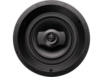 Diffusore da incasso Russound IC-610, vista frontale, griglia nera con logo centrale, tweeter e woofer visibili