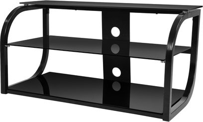 Ateca Damos TV-møbel i mat sort med 3 åbne rum på ben, i et rent og moderne design
