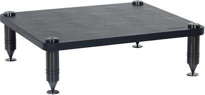 Raft suplimentar dreptunghiular negru mat din lemn, cu picioare cilindrice din metal, pentru mobilierul hifi Norstone Design Como II