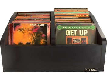 Contenitore portaoggetti nero Enova HIFI per dischi in vinile 45 giri, 2 scomparti, tasche colorate