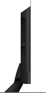 Panasonic TX-42LZ1500E fladskærms-tv set fra siden, flad skærm, smal sort ramme, stik på bagsiden, på metalfod