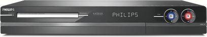 Philips DVDR-5570H Blu-ray-optager i sort, set forfra, med diskdrev, LCD-skærm og kontrolknapper