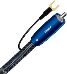 Audioquest Husky 72V DBS zwarte en blauwe audiokabel, 12m, RCA met vergulde aansluitingen en vergulde vorksplitser