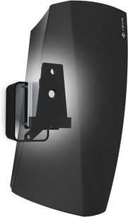 Vogel's SOUND 5203 højttalerfod i sort, buet form, metalmonteringsplade, hvidt logo, kabeludskæring