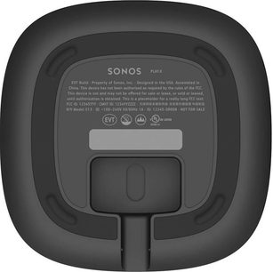Trådløs, tilsluttet Sonos One (Gen 2) højttaler i mat sort, set forfra, med afrundet cylindrisk form, sort gitter på den øverste halvdel