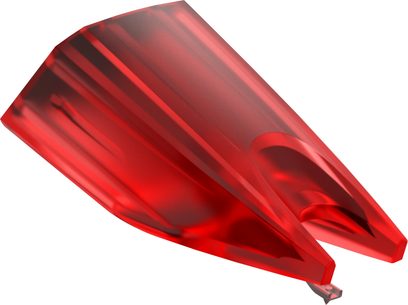 DJ-pladespillercelle fra Ortofon Concorde Music Red, perspektivisk visning, gennemsigtig rød farve, synlig nål