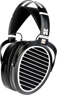 Belaidis hi-fi ausinės Hifiman Ananda BT R2R, šoninis vaizdas, juodas lankelis, ovalios ausinės, horizontalios juodos grotelės