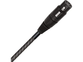 Digitales AES/EBU-Audiokabel 1 m mit schwarzem zylindrischem XLR-Stecker, geriffeltem Endstück, zweifarbig geflochtener Ummantelung und glattem Abschnitt