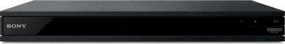 Sony UBP-X1100ES 4K Blu-ray-afspiller, set forfra, rektangulært sort kabinet, mat sort front med Sony-logo, centreret diskskuffe, display til højre
