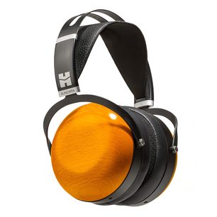 Cuffie hi-fi chiuse Hifiman Sundara Closed-Back, struttura in metallo nero opaco, padiglioni circolari chiusi, cuscinetti in pelle, driver in legno chiaro