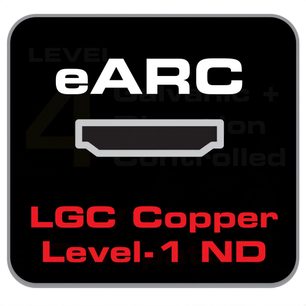 Cable HDMI Audioquest Root Beer 18Gbps 30m, conector LGC Copper Level-1 ND, vista frontal, logotipo eARC