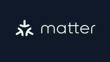 Logo Matter, sfondo nero, testo bianco, simbolo geometrico a sinistra, freccia verso il basso, 3 linee curve