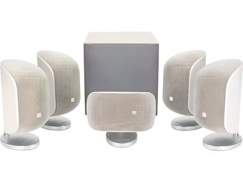 Pack 5.0 de altavoces compactos blancos Bowers & Wilkins MT-50, altavoz central y 4 satélites con soportes