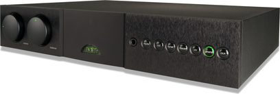 Naim Audio SUPERNAIT 3 Stereo-Hi-Fi-Verstärker, Frontansicht, schwarze Frontblende mit Bedienelementen und Anschlüssen