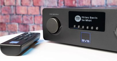 Ampli hi-fi стерео SVS Prime Wireless Pro SoundBase черен, LED дисплей в синьо "Miles Davis So What", черен дистанционен контролер