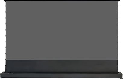 Schermo ALR Élysium Screens Zenith Eclipse UST da 110 pollici grigio con cornice nera e base a pavimento nera