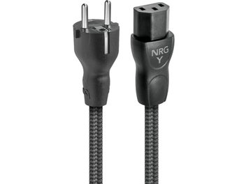 Audioquest NRG-Y3 sort strømkabel med europæisk stik og IEC-stik, synlig flettet kappe