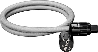 cabo de alimentação GigaWatt PowerSync PLUS cinzento entrançado com ficha Schuko preta e conector IEC
