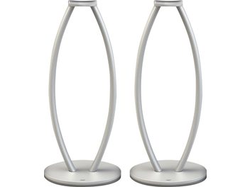 To Cabasse højttalerstativer "Stativ til The Pearl Akoya hvid", slankt ovalt design i mat lysegrå metal