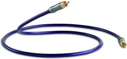 QED Performance Digital Audio 1m blå og grå koaksialkabel med forgyldte RCA-stik i enderne