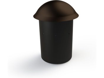 Sort Klipsch PRO-10SW-LS udendørshøjttaler med brun kuppelformet hætte set forfra