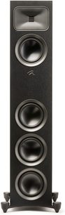 Sloupcový reproduktor MartinLogan Foundation F1 v matné černé barvě, pohled zepředu, 4 kruhové reproduktory uspořádané vertikálně