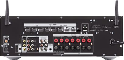 Sony TA-AN1000, galinis vaizdas, HDMI jungtys, garso, vaizdo, garsiakalbių gnybtai, antenos, Ethernet prievadas, maitinimo kabelis
