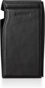 Astell&Kern-etui til SP3000M sort, forfra, med præget logo og diagonalt stribet mønster