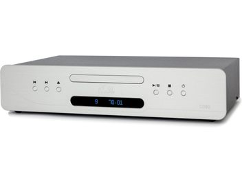 Atoll Electronique CD80 Evolution CD Player, front view, rectangular casing, silver finish, central digital display, circular buttons