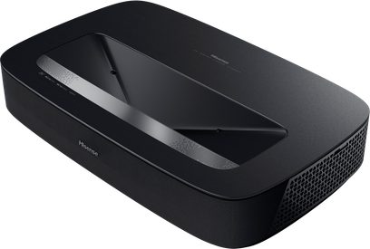 Hisense PL1 sort videoprojektor, perspektivvisning, glat overflade, højre sideventilationsgitter