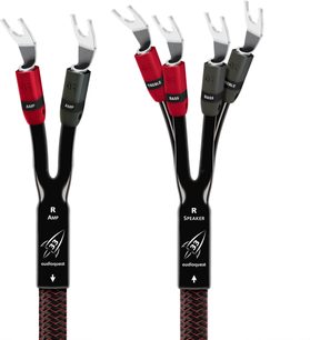 Audioquest Rocket 33 SBW højttalerkabel 2 x 3m med metalgaffelstik og sorte flettede kapper