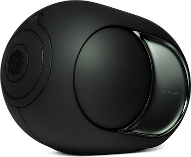 DEVIALET Phantom Ultimate 108 dB Deep Forest sztereó hangszóró, sötétzöld, matt ovális fémhatású tok, háromnegyedes nézet