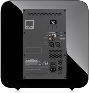 Subwoofer SVS SB-3000 R|Evolution v černém klavírním laku, zadní pohled s audio konektory a ovládacím panelem