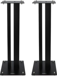 Pied Enova HIFI MAJESTY 80 BL, pohled zepředu, 2 černé podpěry, čtvercová základna, 4 viditelné šrouby na každé desce