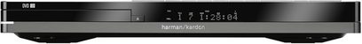 Reproductor de Blu-ray 4K Harman Kardon DVD 39 negro, vista frontal, pantalla digital azul, panel frontal brillante, botones táctiles