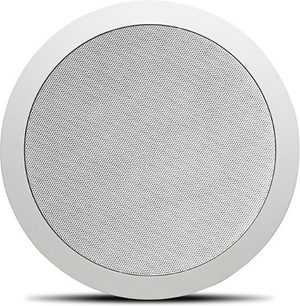 Focal IC908 loftsindbygget højttaler, set forfra, hvidt cirkulært gitter med bikubemønster