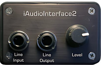 iAudioInterface2 Studio Six Digital-lydboks, frontpanel med to jackindgange og en jackudgang samt en volumeknap